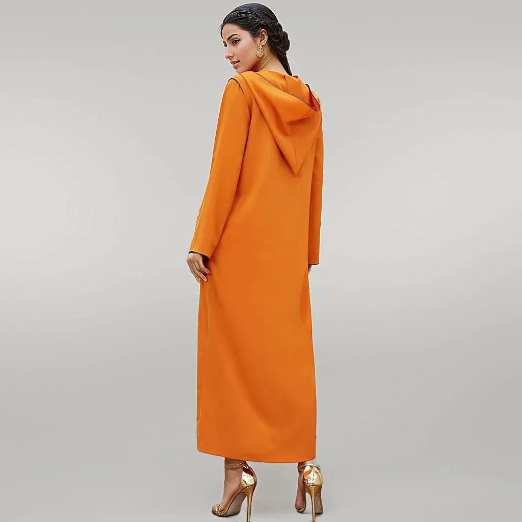 Contemporary Orange Abaya with Rhinestones