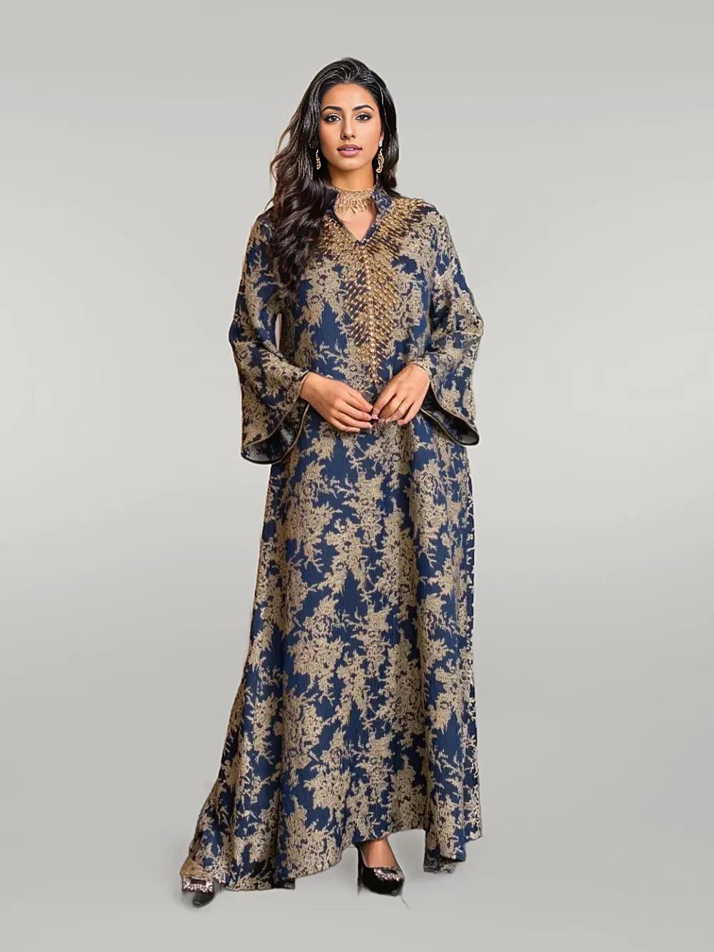 Luxury Kaftan with Beading Stand Collar and Sophisticated Work