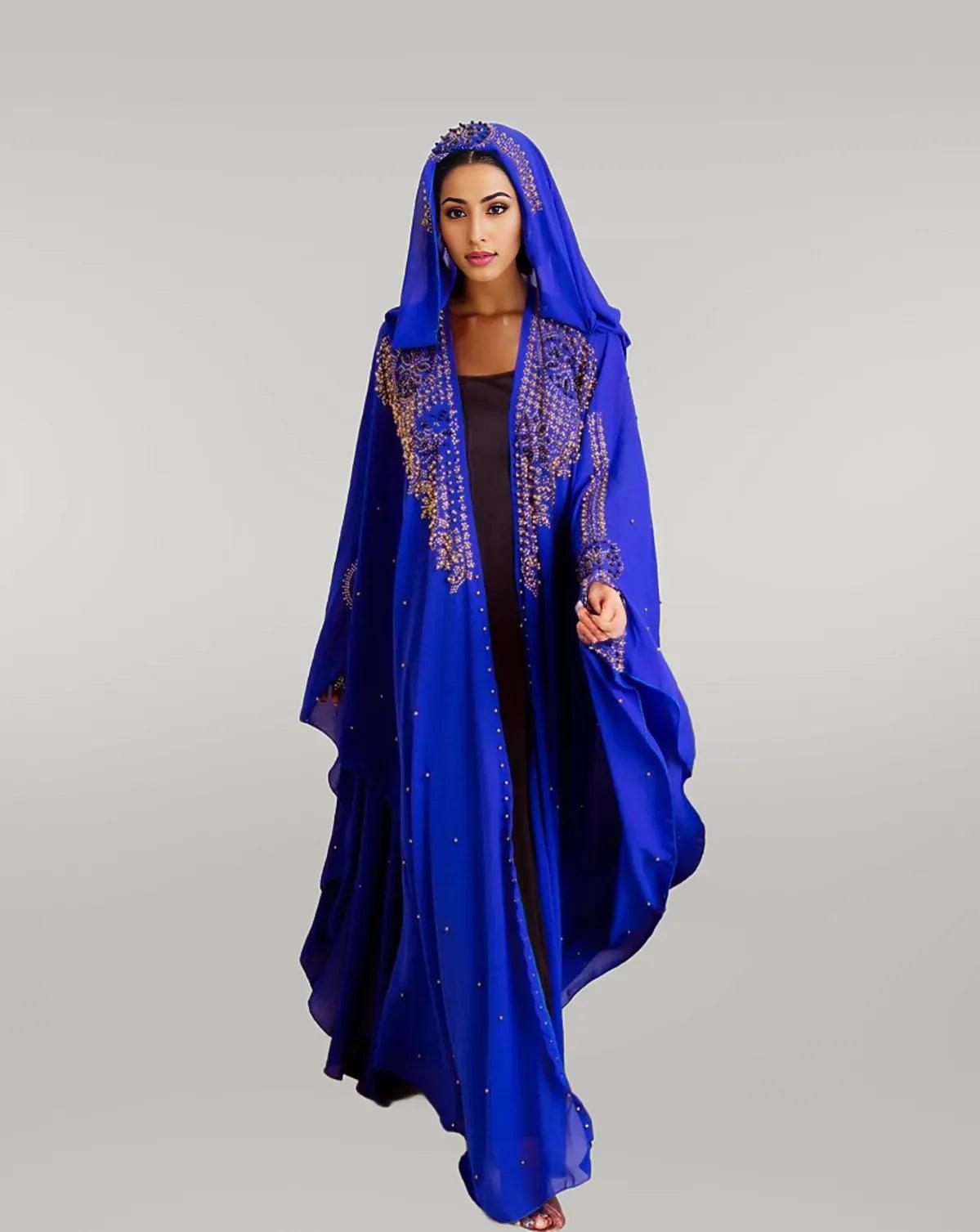 Butterfly Kaftan with Sequence Work in Black, Blue, Purple