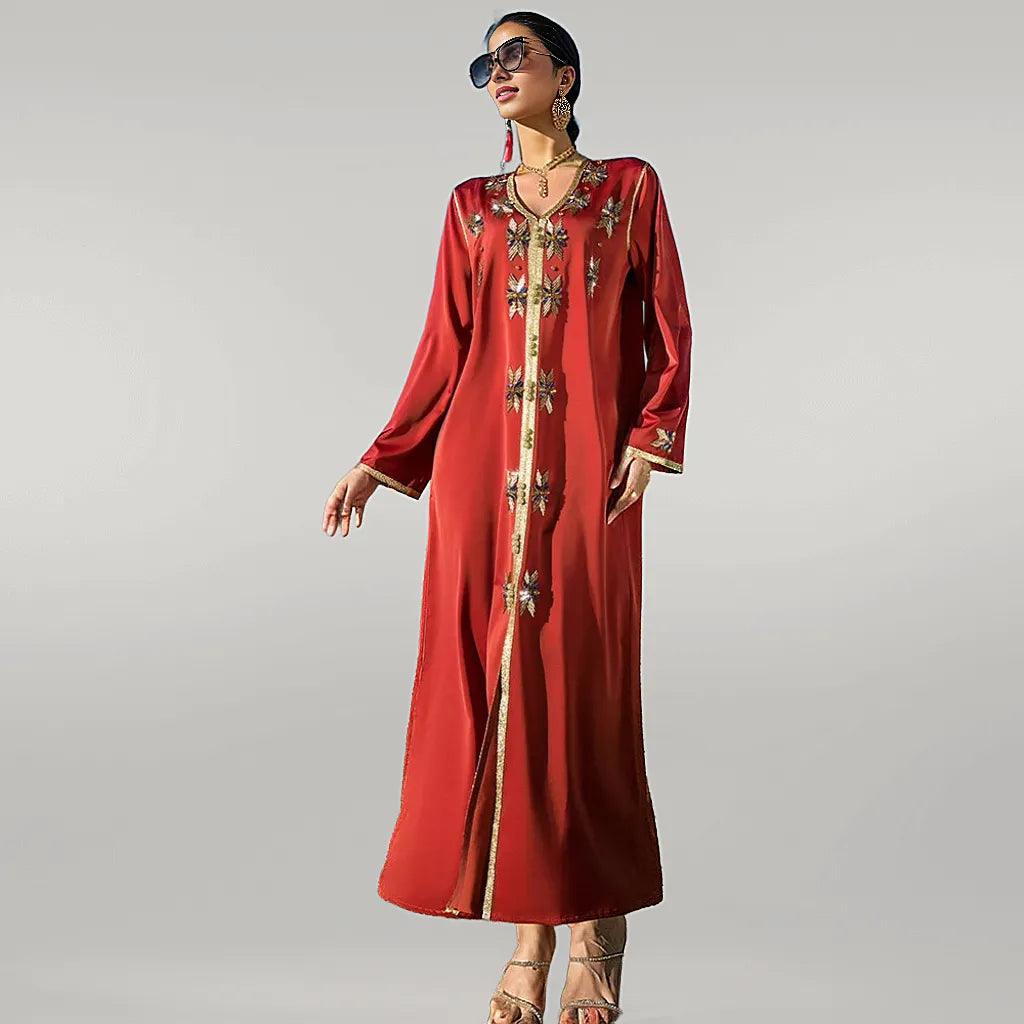 Kaftan with Rhinestones and Embroidery