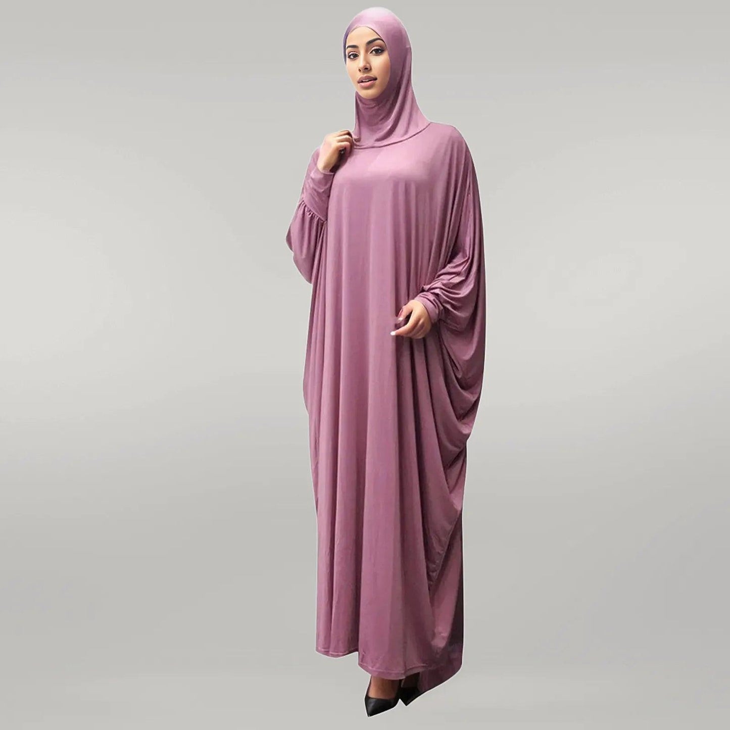 Butterfly Style Abaya in Dark Pink and Light Brown Color
