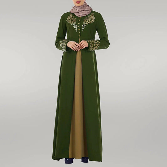 Elegant Abaya with Golden Embroidery