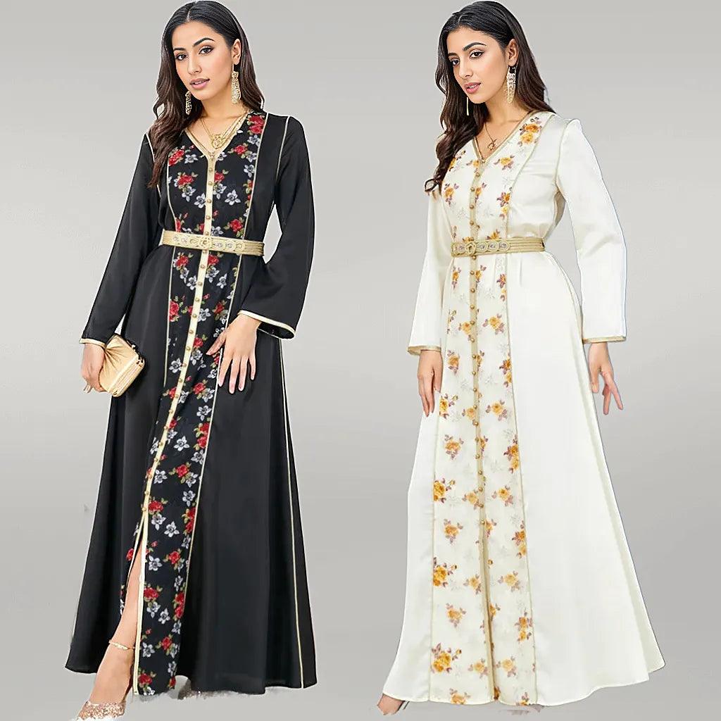 Party Wear Black/White Kaftan with Embroidery
