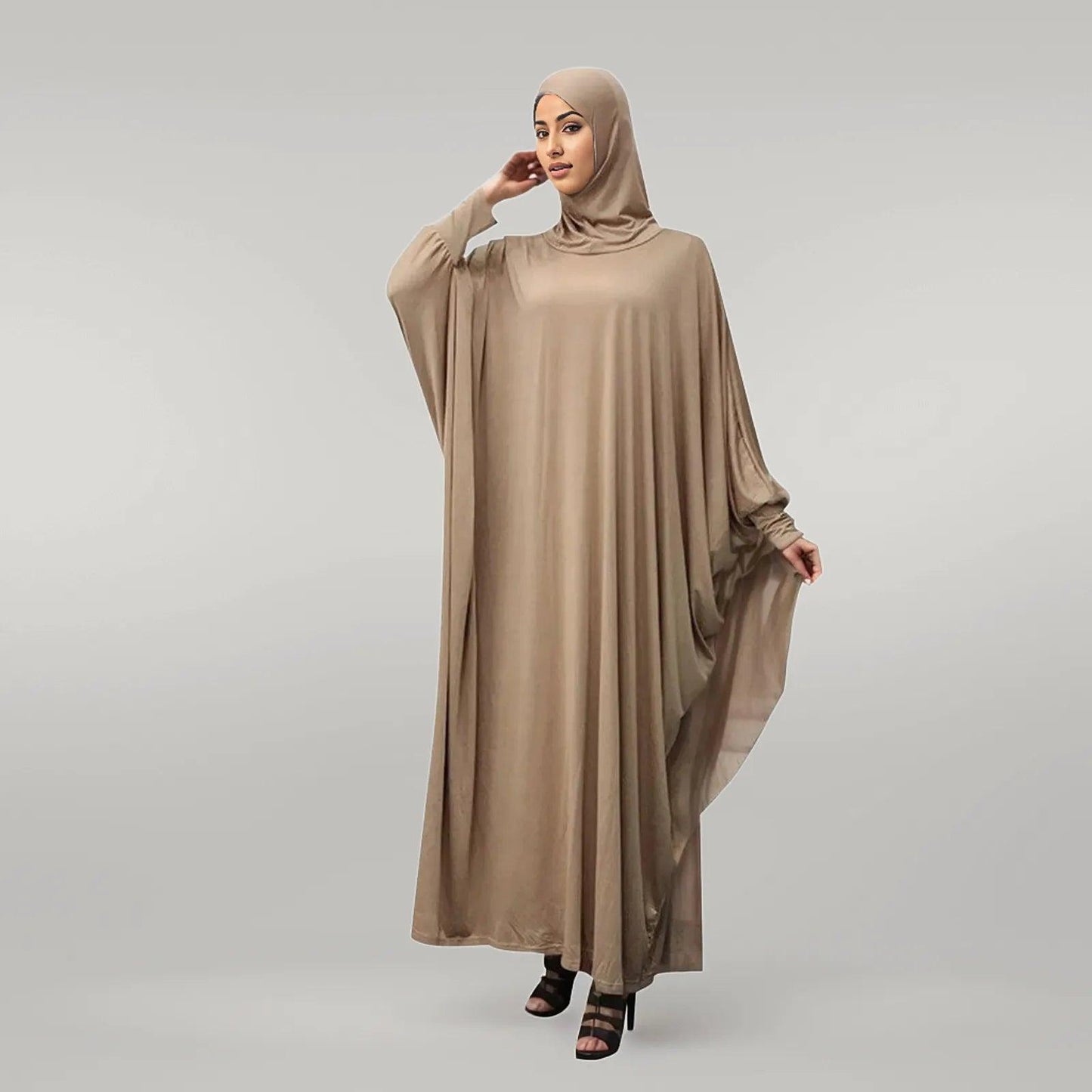 Butterfly Style Abaya in Dark Pink and Light Brown Color