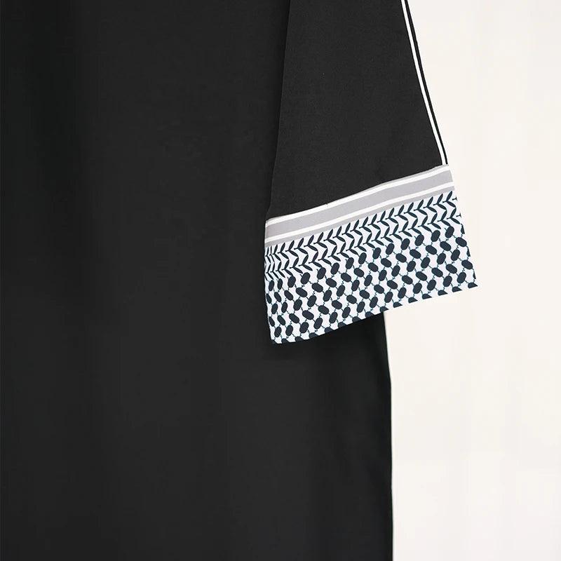 Abaya with Keffiyeh Cuff Pattern