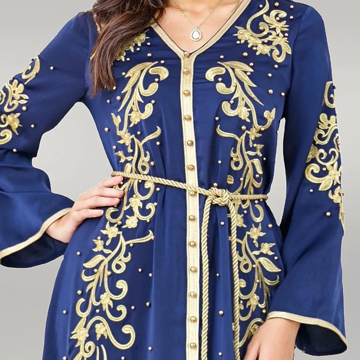 Royal Blue Kaftan with Beautiful Embroidery