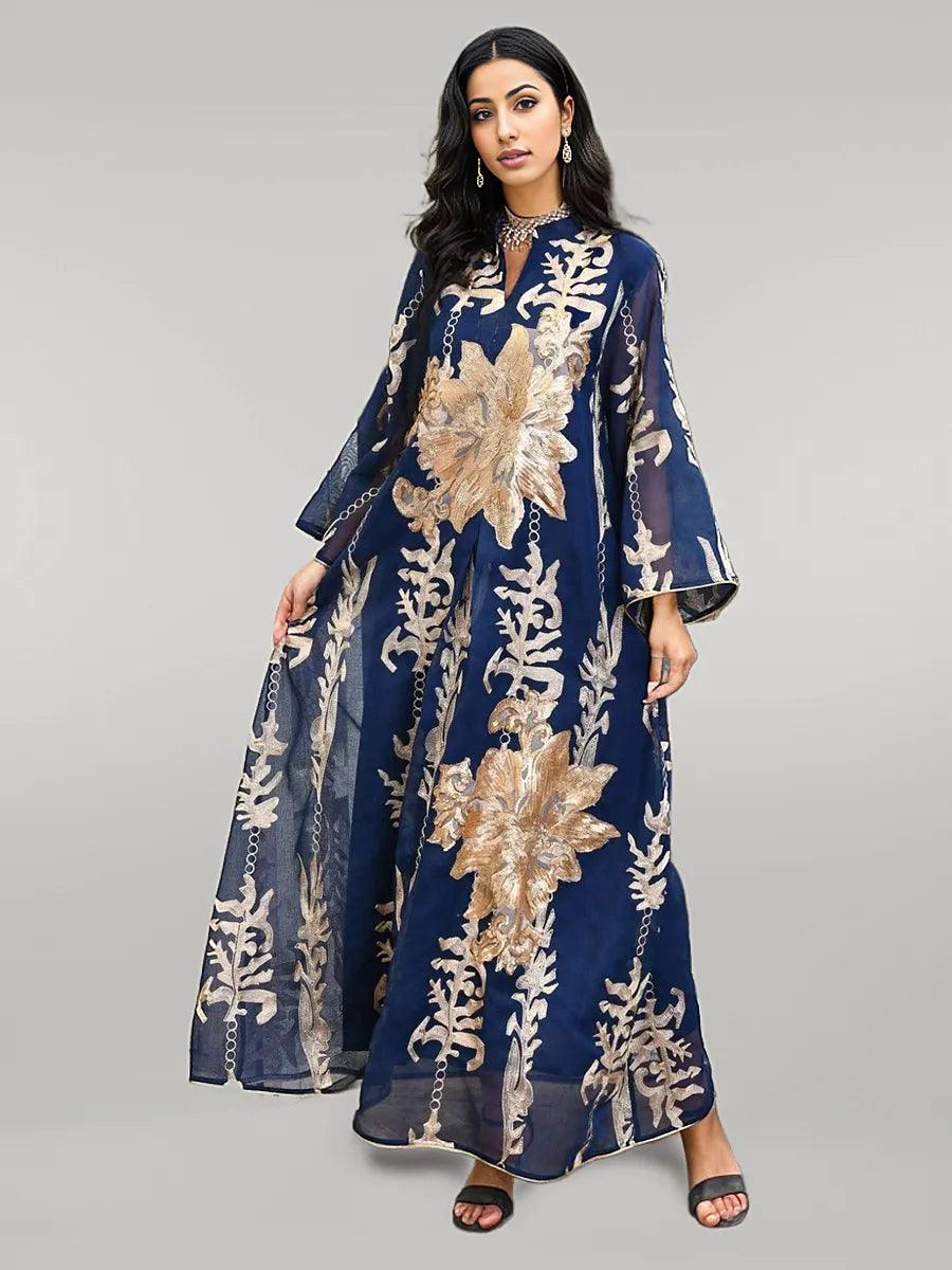 Luxurious Party Wear Kaftan with Golden Embroidery