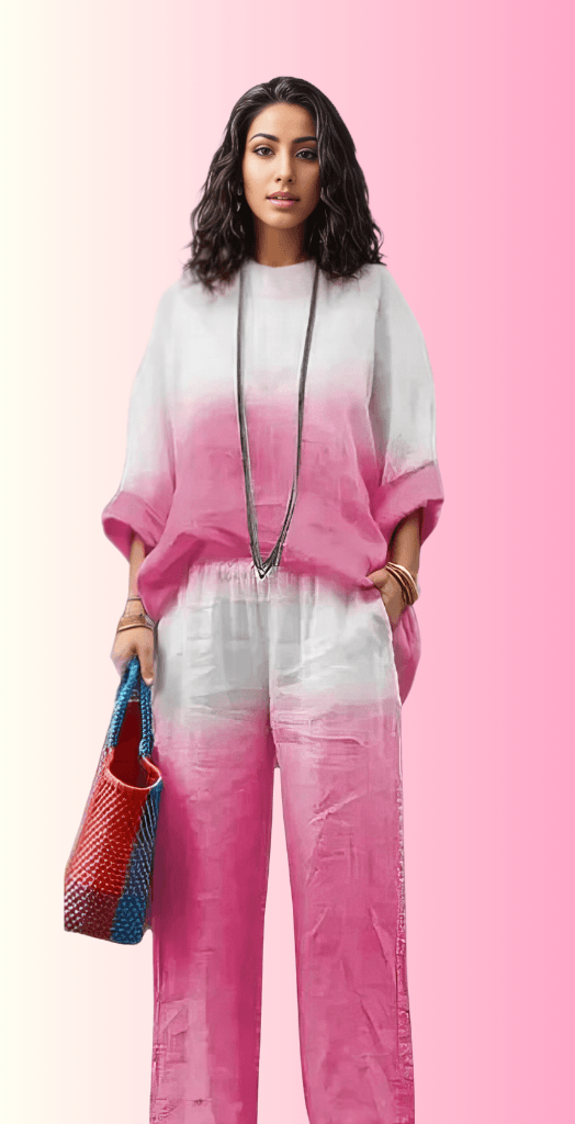 Pink Gradient Linen Co ord Set